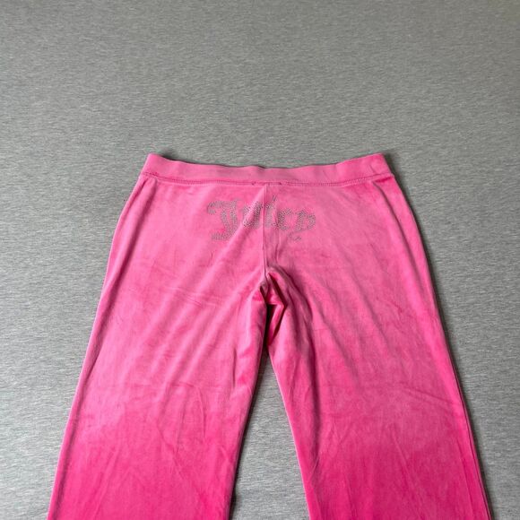 Juicy Couture Velour Hot Pink Rhinestone Logo Flare Sweatpants - Picture 4 of 12